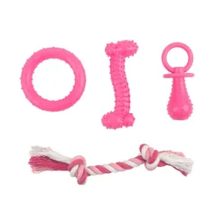 Tootoy! Chew Teething Set Rosa de mordedores para cachorros New