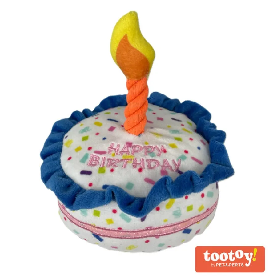 Tootoy! Comfort Brithday Cake Cuddler peluche con sonido para perros