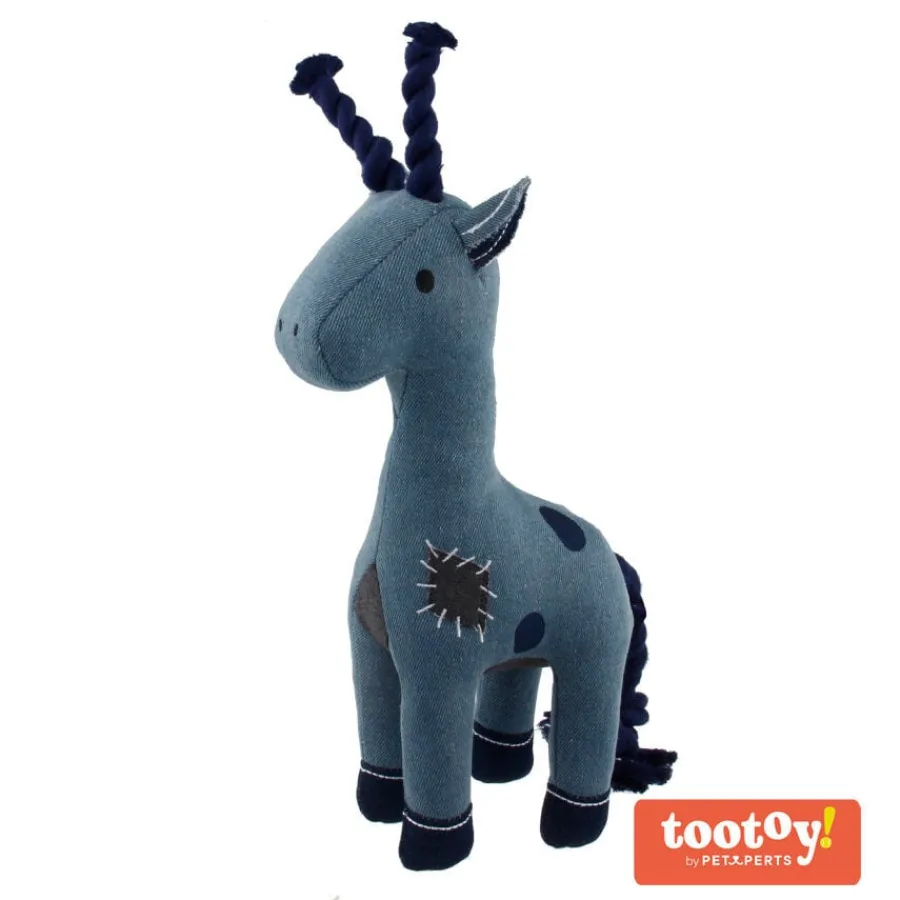 Tootoy! Comfort Denim Giraffe peluche con sonido y cuerda para perros Outlet