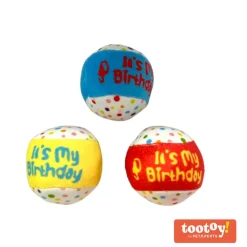 Tootoy! Comfort Happy Birthday Ball Set pelotas de tenis con sonido para perros Outlet