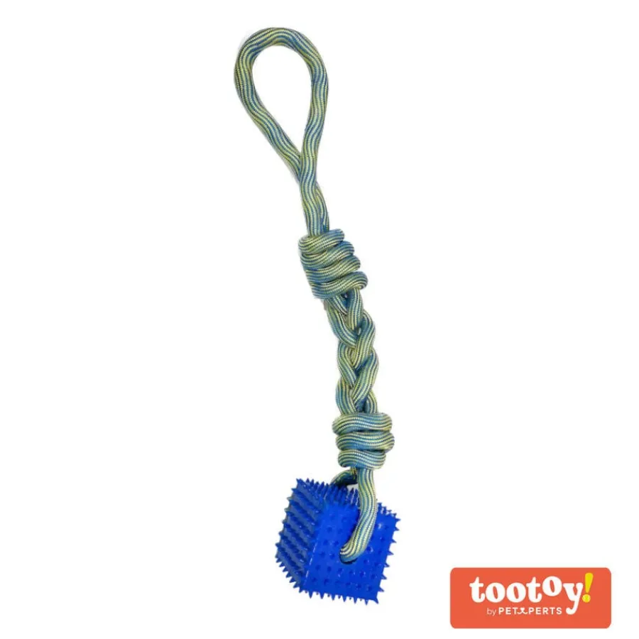 Tootoy! Pull Cube Rope juguete de cuerda con cubo de goma para perros Online