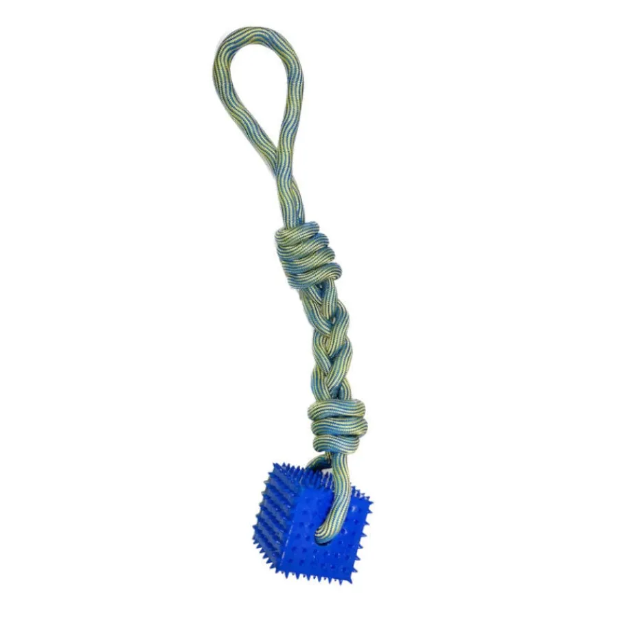 Tootoy! Pull Cube Rope juguete de cuerda con cubo de goma para perros Online