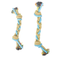 Tootoy! Pull Multi-texture Rope Azul Mordedor de cuerda para perro New