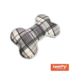 Tootoy! Tartan Bone Cuddler Grey Hueso de Peluche para perros Discount