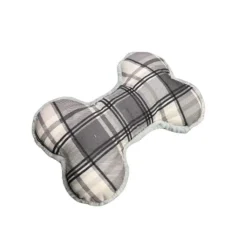 Tootoy! Tartan Bone Cuddler Grey Hueso de Peluche para perros Discount