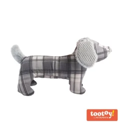 Tootoy! Tartan Dog Cuddler Grey Peluche para perros salchicha