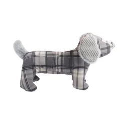 Tootoy! Tartan Dog Cuddler Grey Peluche para perros salchicha