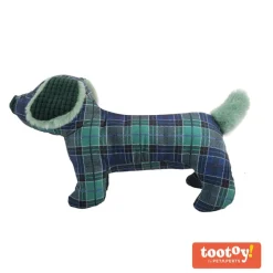 Tootoy! Tartan Dog Cuddler Blue Peluche para perros salchicha Hot