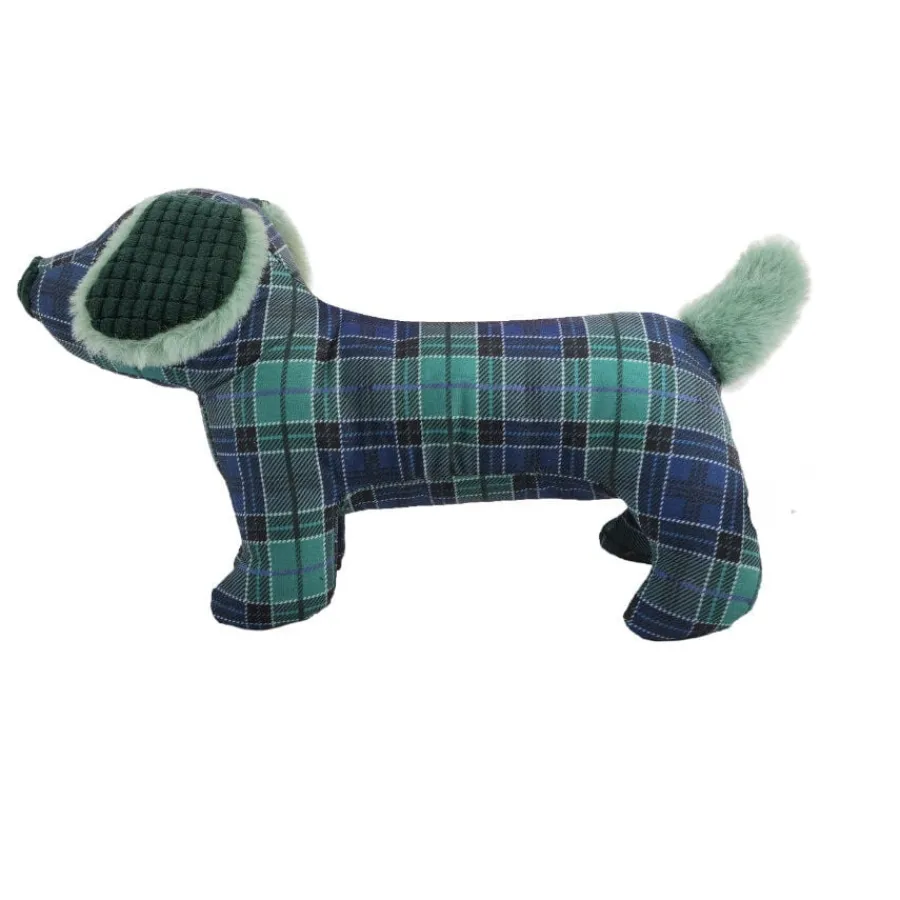 Tootoy! Tartan Dog Cuddler Blue Peluche para perros salchicha Hot