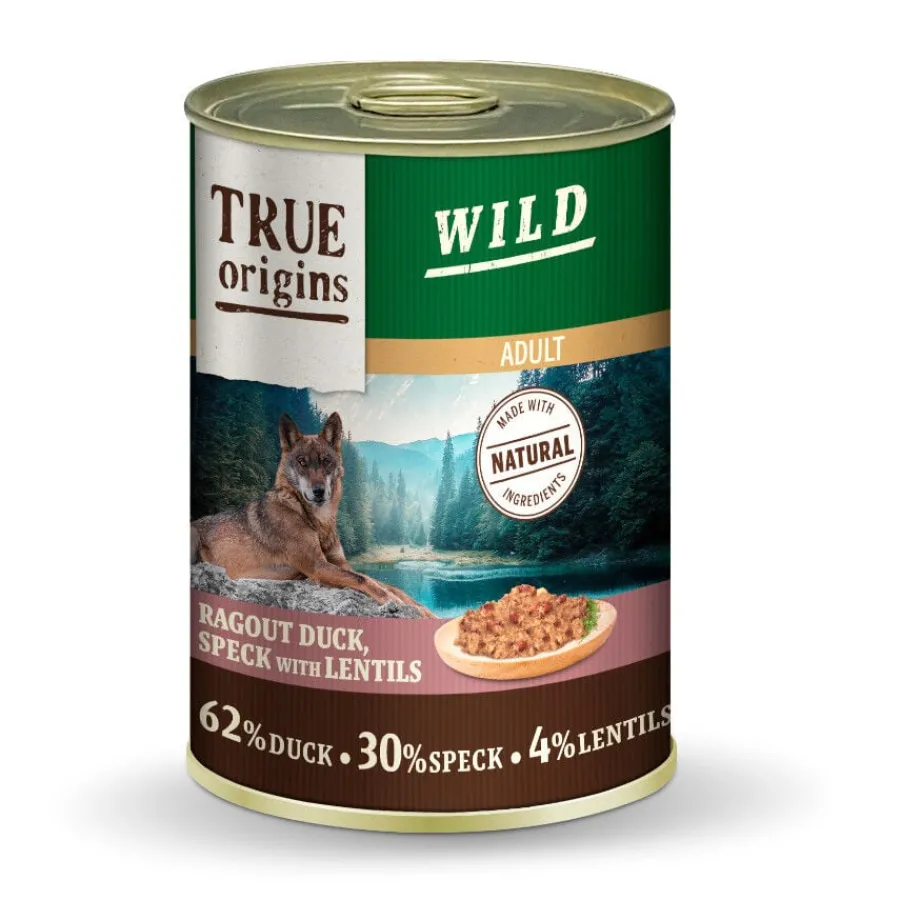 True Origins Wild Adult Dados de Pato con Speck y Lentejas lata para perros Outlet