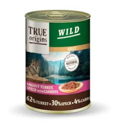 True Origins Wild Adult Dados de Pavo con Speck y Zanahorias lata para perros New