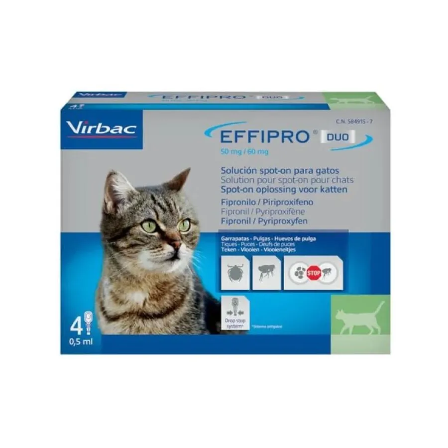 Virbac Effipro Duo Pipetas Antiparasitarias para gatos New