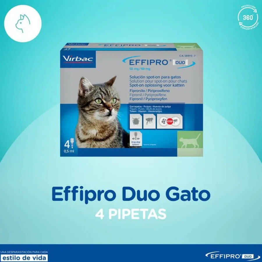 Virbac Effipro Duo Pipetas Antiparasitarias para gatos New