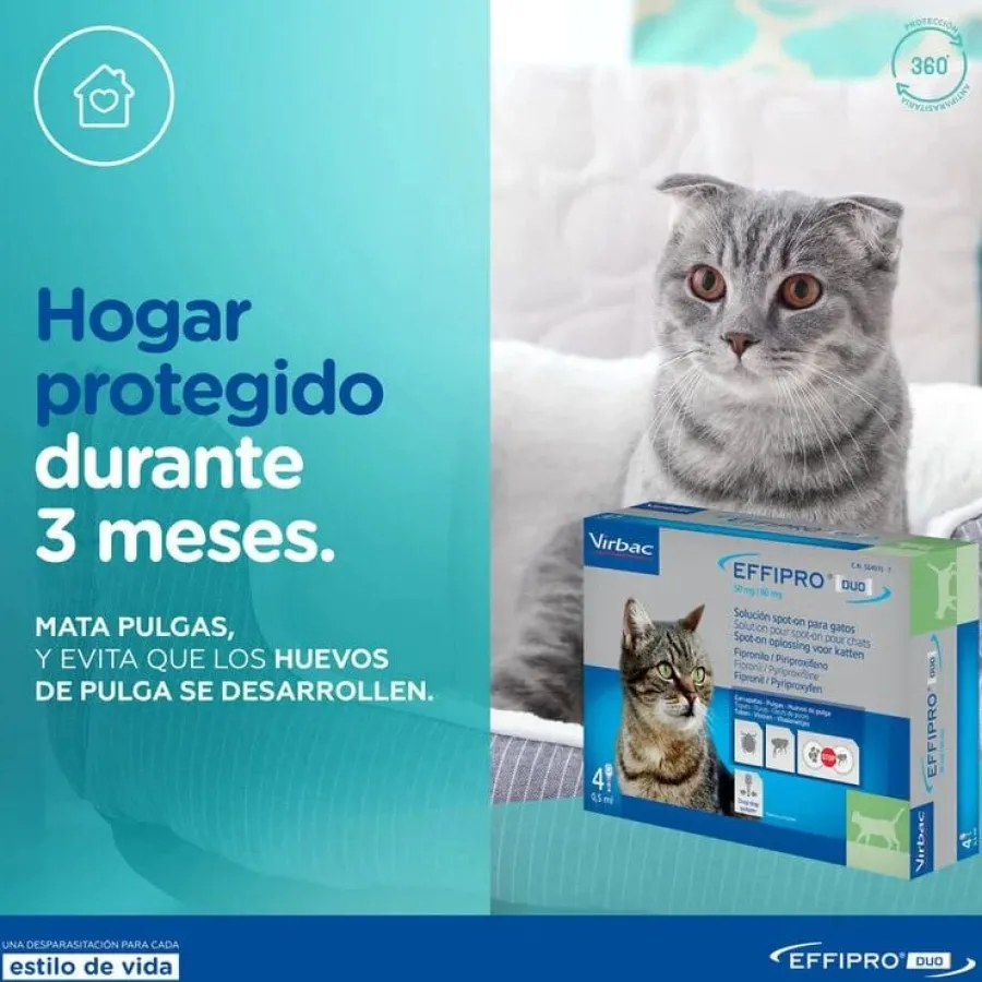 Virbac Effipro Duo Pipetas Antiparasitarias para gatos New