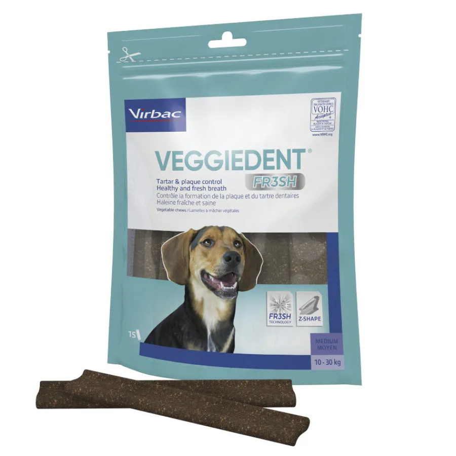 Virbac Snacks Dentales Veggiedent Fresh para perros de raza mediana Clearance