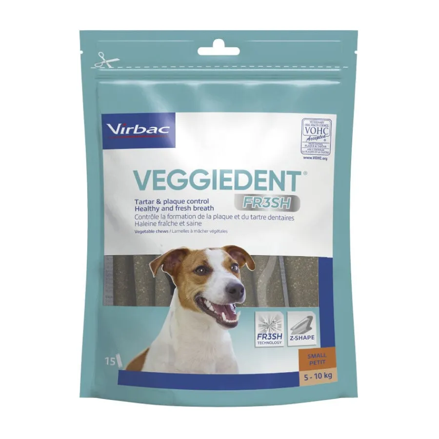 Virbac Snacks Dentales Veggiedent Fresh para perros de raza pequeña Hot