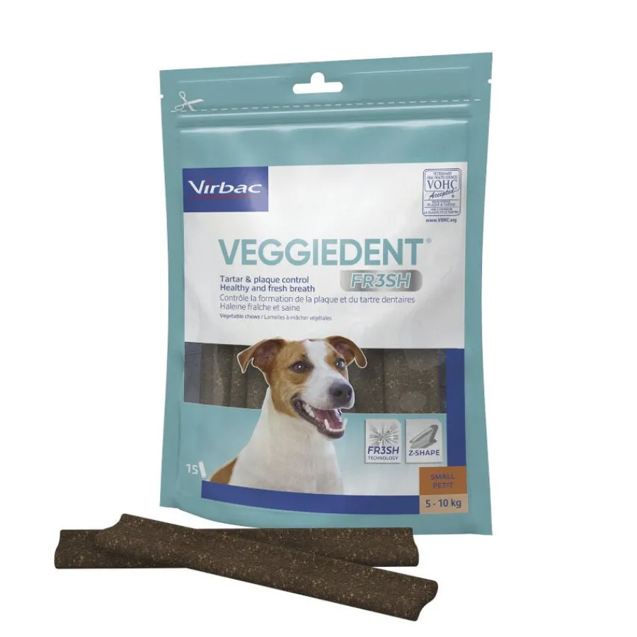 Virbac Snacks Dentales Veggiedent Fresh para perros de raza pequeña Hot