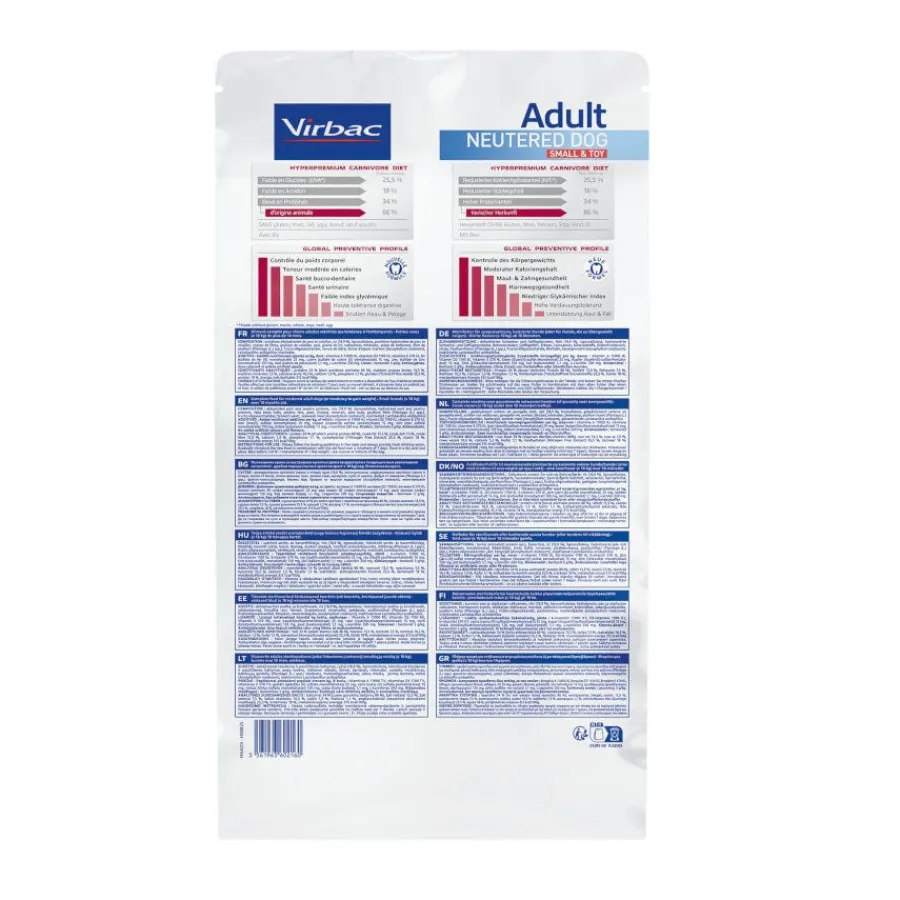 Virbac Veterinary HPM Adult Neutered Small & Toy pienso para perros New
