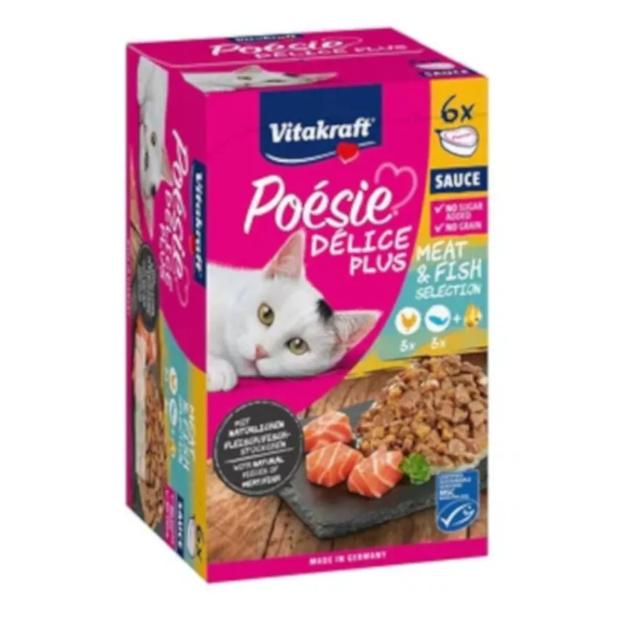 Vitakraft Poésie Delice plus Pollo y Salmón Tarrina en Salsa para gatos Best