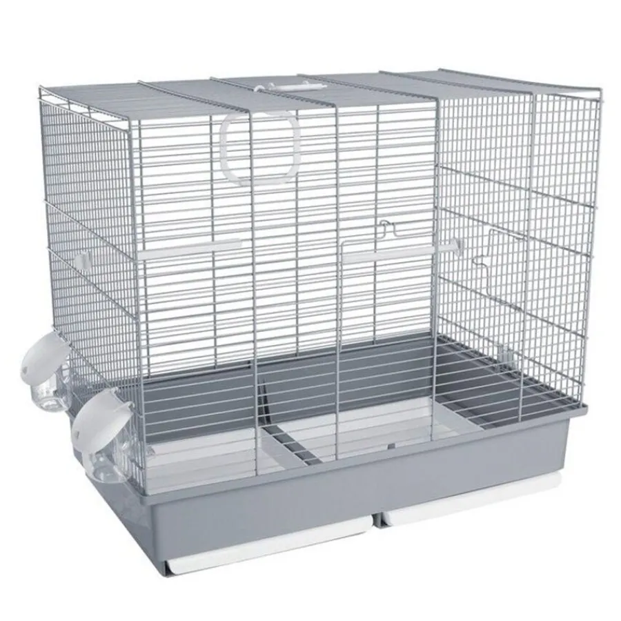 Voltregà 614 Jaula gris con puerta frontal y lateral para pájaros Best
