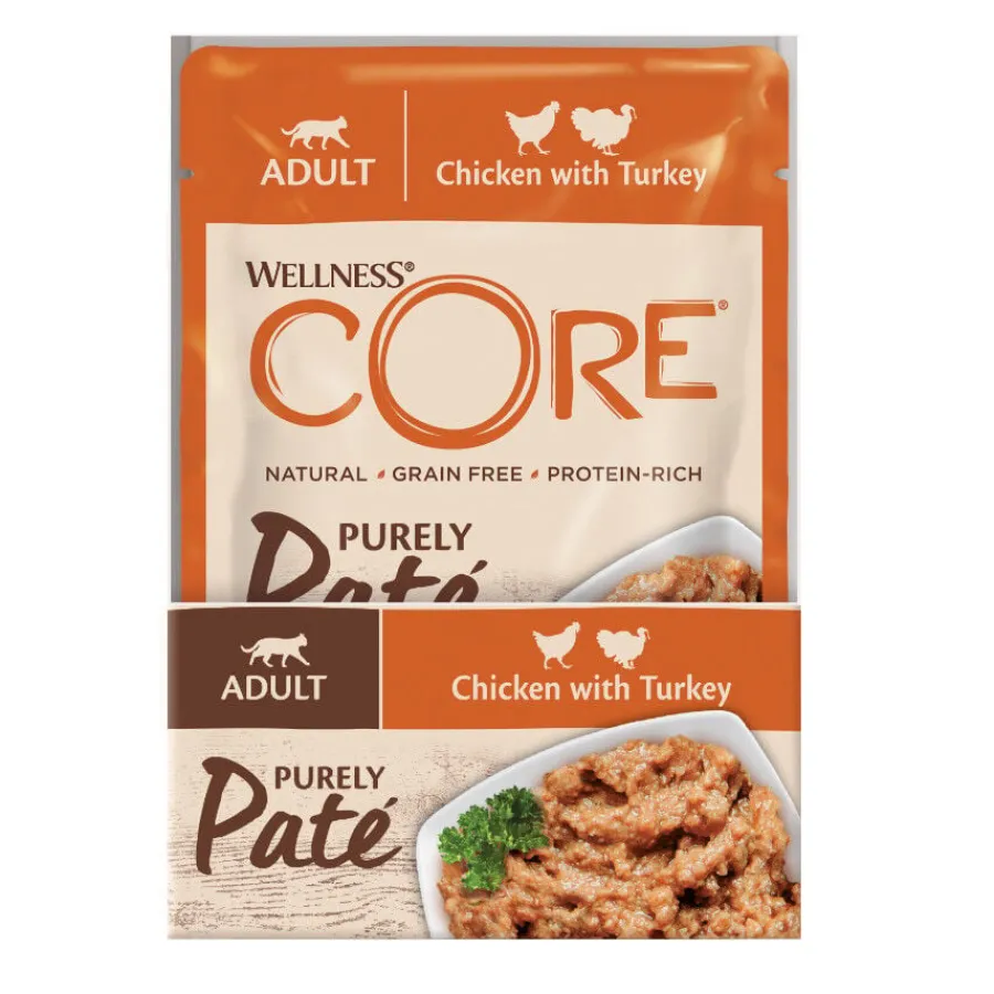 Wellness Core Adult Pollo y Pavo en Paté sobre para gatos Clearance