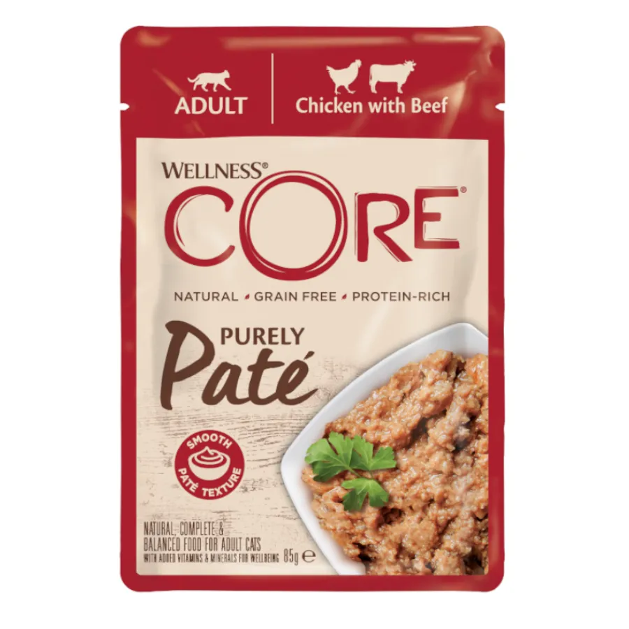 Wellness Core Adult Purely Pollo y Ternera en Paté sobre para gatos Hot