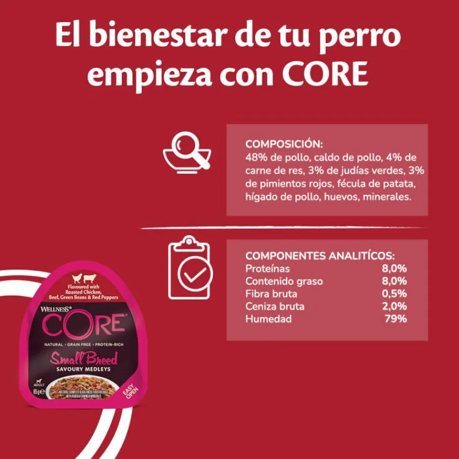 Wellness Core Small Breed Grain Free Pollo y Ternera tarrina para perros Discount