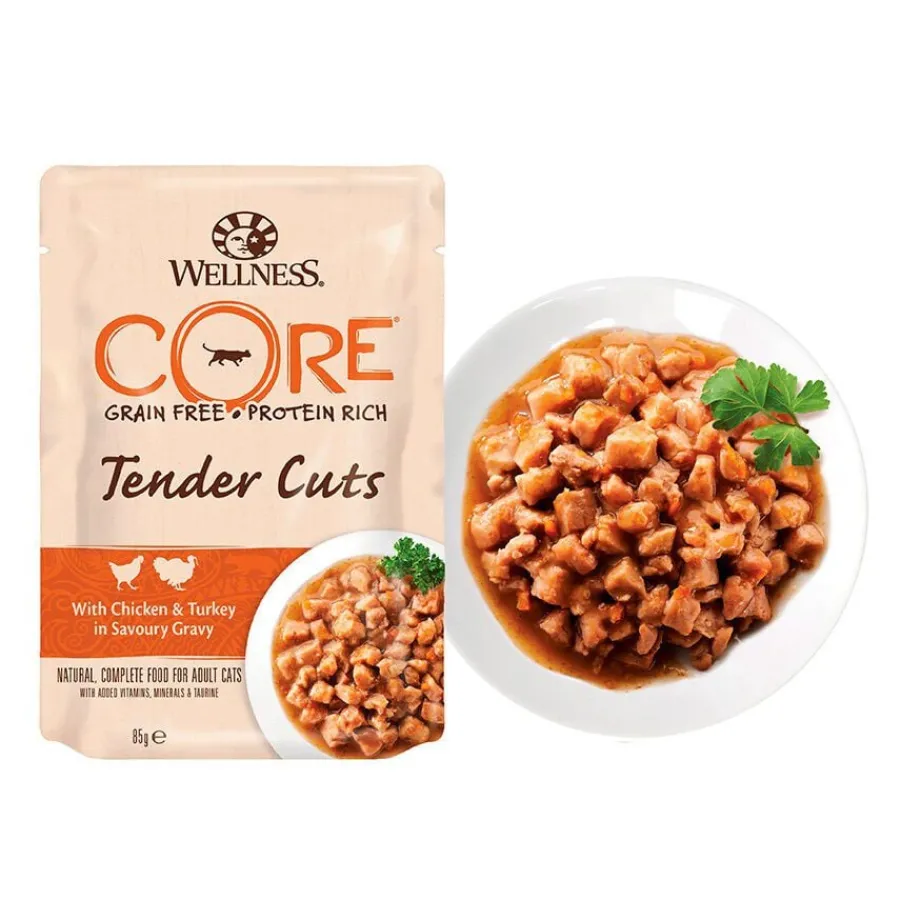 Wellness Core Tender Cuts pollo y pavo sobre en salsa para gatos Sale