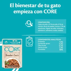 Wellness Core Tender Cuts pollo y salmón sobre en salsa para gatos Hot