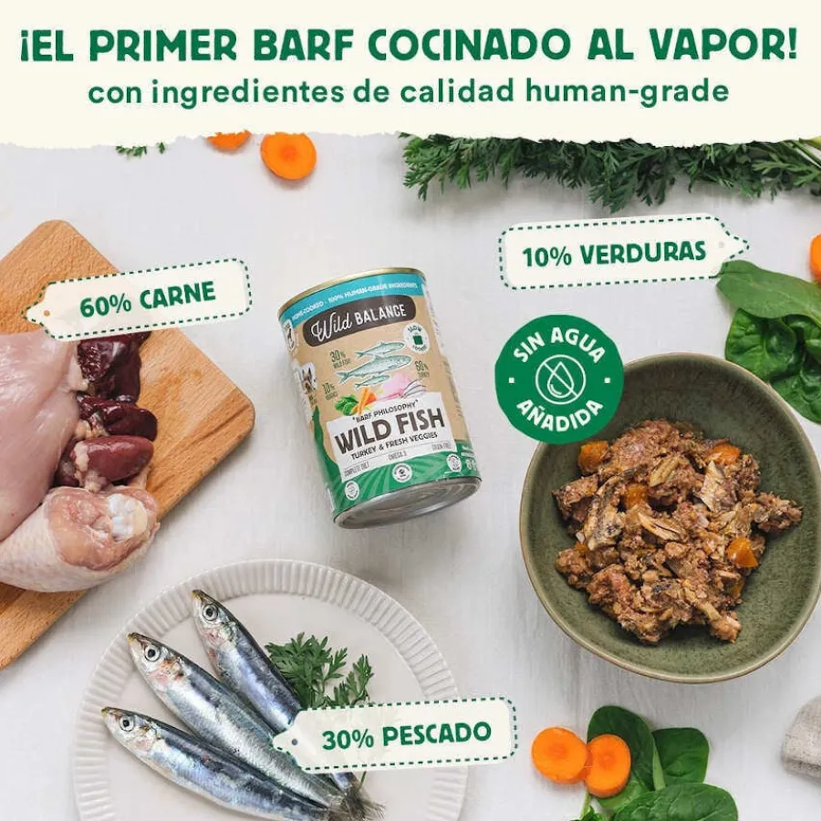 Wild Balance BARF Pescado y Pavo lata para perros New