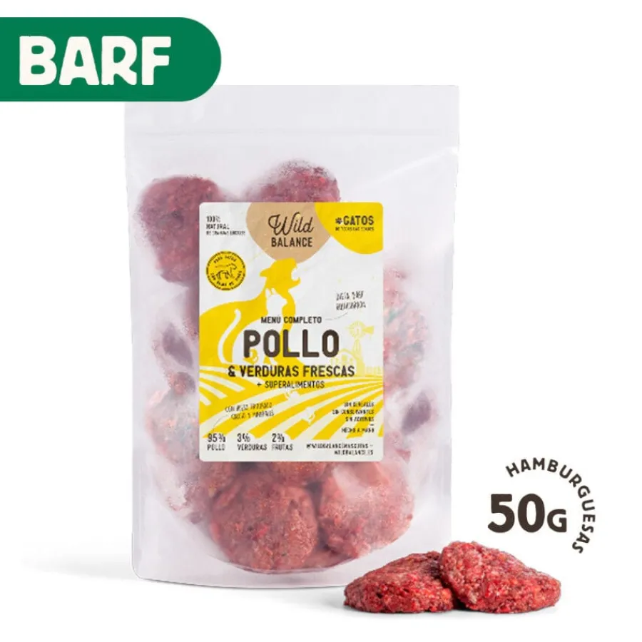 Wild Balance Menú Barf pollo con verduras comida congelada para gatos