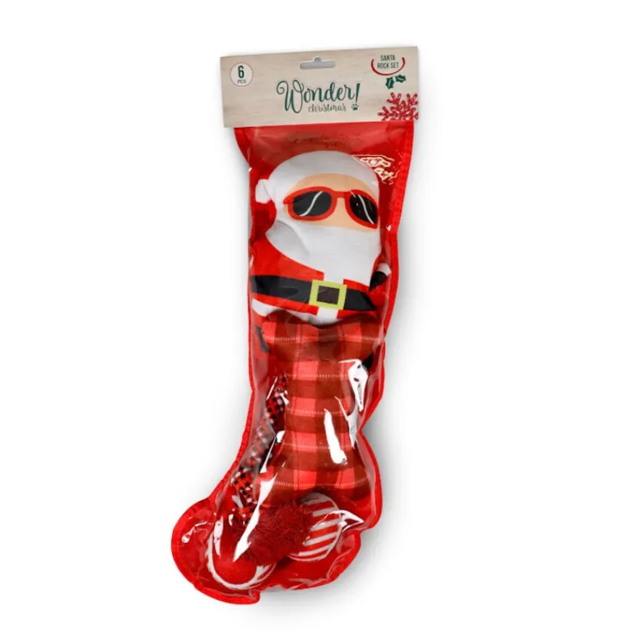 Wonder Christmas Santa Rock Set de juguetes para perros New